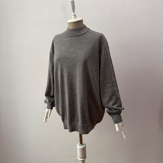 Vintage Rodier Paris Wool Blend Mockneck Knit Gray Sweater Etsy