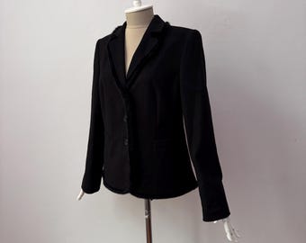 Vintage - Soft Wool & Angora - Women's Black Blazer Jacket