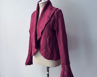 100% weiche Merinowolle - Frauen Spread Collar Knit Cardigan Sweater