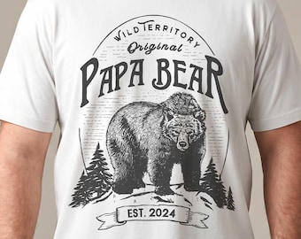 Papa Bär Shirt Vatertagsgeschenk für Papa Benutzerdefiniertes Datum neue Papa Geschenk Personalisiertes Papa T-Shirt von Kindern