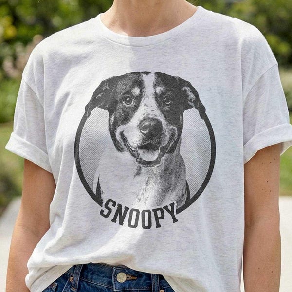 Custom Pet Portrait Shirt: Personalized Dog Cat Memorial T-Shirt for Remembrance Gift
