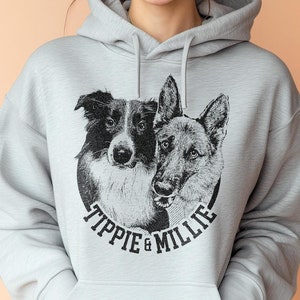 personalisierter Haustier Hoodie Hunde-Portrait Sweatshirt personalisierter Hundepullover Geschenk Hundeliebhaber Foto + Name