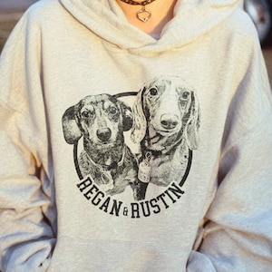 Custom Pet Portrait Hoodie Present for Dog Lovers Gift Sweatshirt Pet Photo