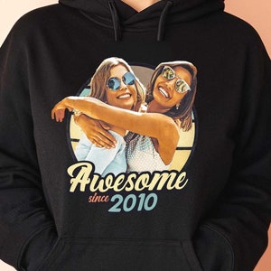 Custom Face Photo Hoodie Personalized Photo Sweatshirt Retro Graphic Hoodie Unique Gift for Men and Women Unisex Customizable Hoodie