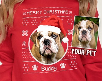 custom pet christmas sweater, ugly Christmas sweatshirt, dog xmas sweatshirt, custom dog pullover, dog lover sweatshirt