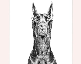 Custom Pet Portrait Art Print - Dog & Cat Memorial Gift