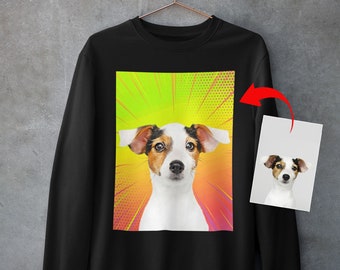 Custom Pet Portrait Sweatshirt: Dog Mom, Dog Dad Gift