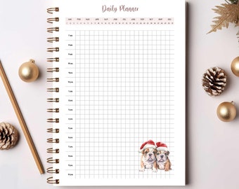 English Bulldog Daily Planner Printable Dog Lover Gift Undated PDF Pet Planner for Dog Moms Time Block Digital Journal for Busy Women