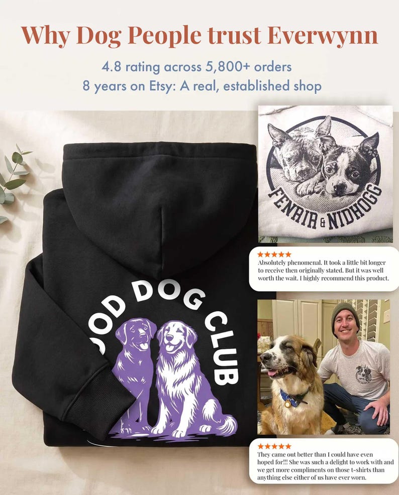 Anpassad hundnamnhoodie, Good Dog Club-tröja, hundmammapresent bild 14