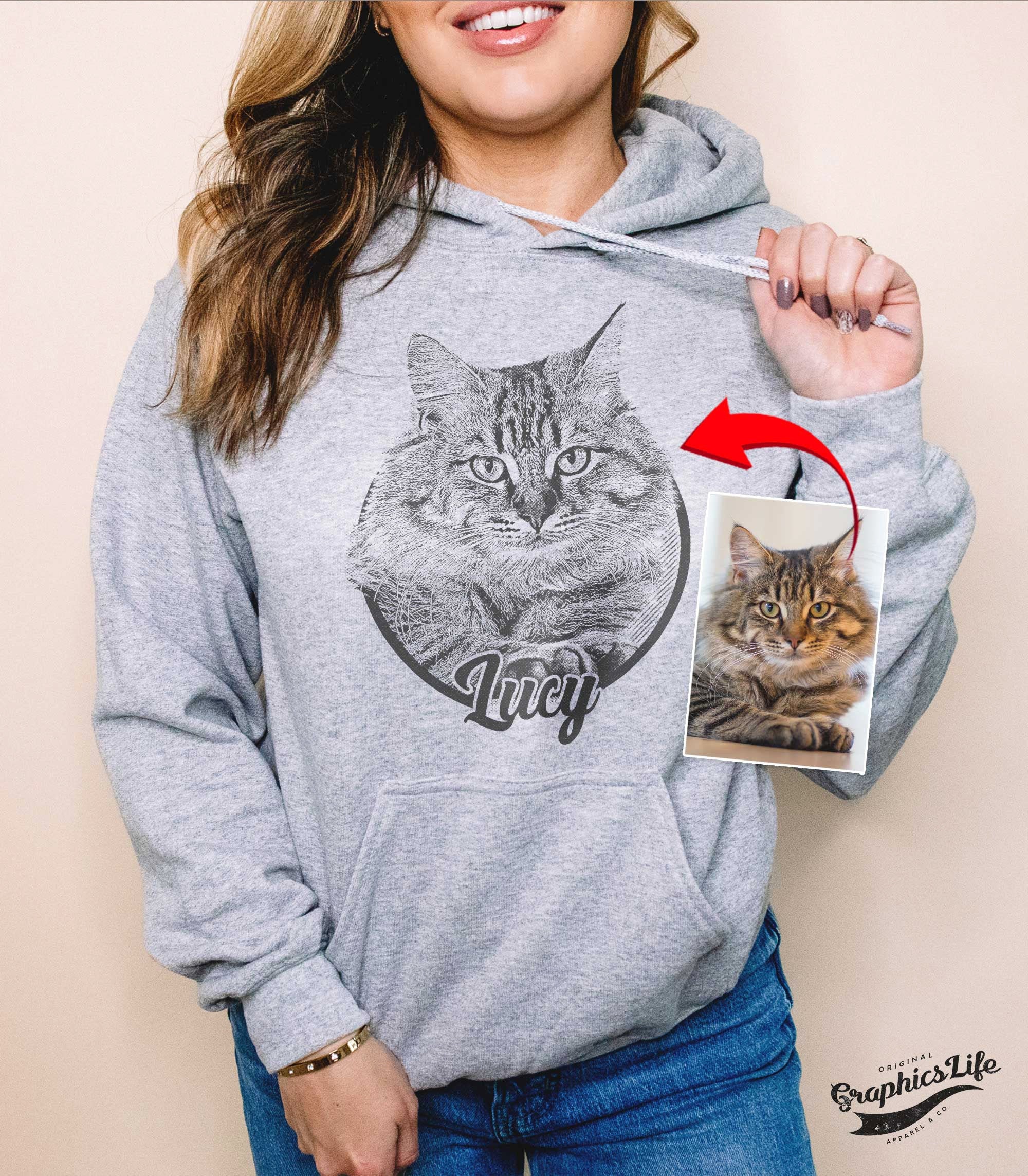 Cat sweatshirt hoodie custom pet hoodie cat lovers gift Etsy