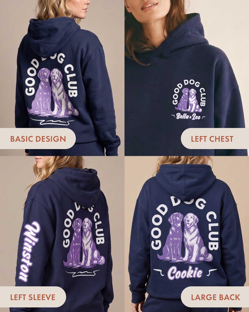Anpassad hundnamnhoodie, Good Dog Club-tröja, hundmammapresent bild 5