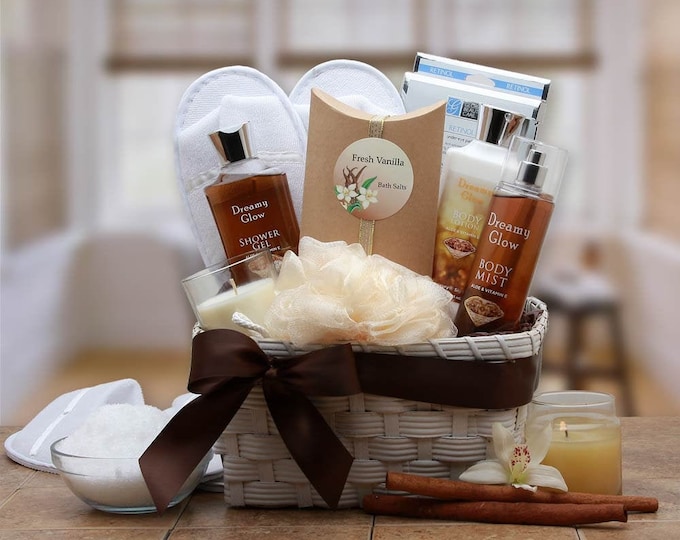 Gift Baskets for WomenWomen's Gift Baskets Spa Gift Basket for Her Vanilla Spa Gift Basket Mother's Day Gift Baskets