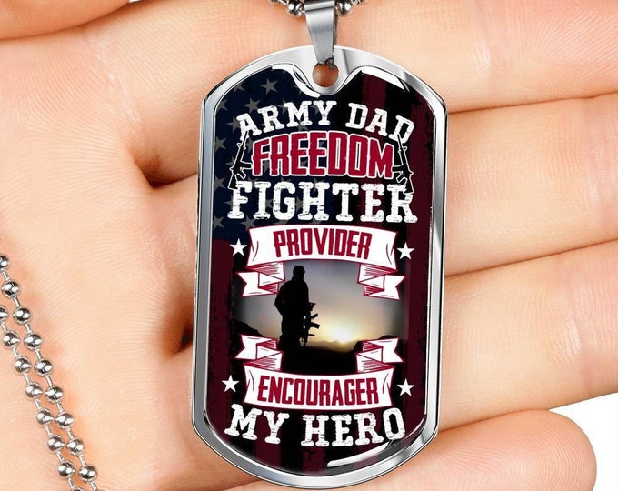 Dog Tag Necklace for Army Dad, Gift Necklace for Army Soldier, Military themed Necklace for Men