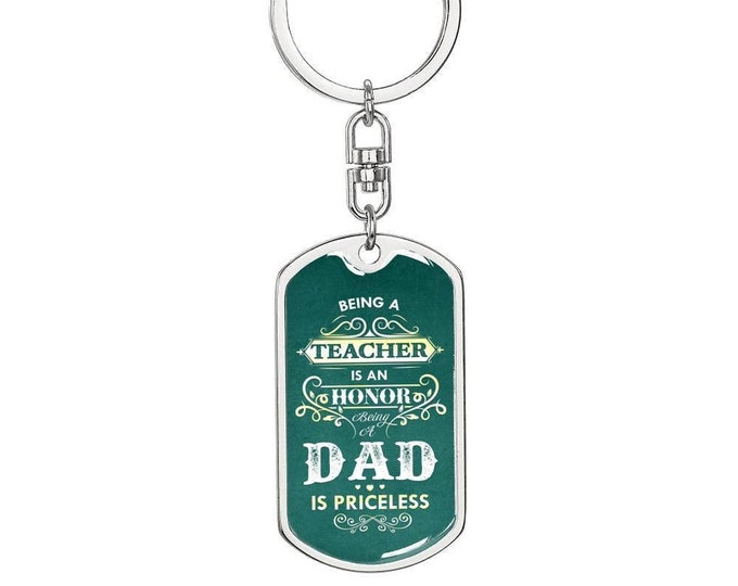 Dog Tag Keychain for Dad, Gift Keychain for Teacher Dad, Birthday Gifts for Dad, Christmas Gifts For Dad