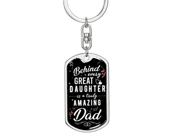 Dog Tag Keychain for Dad, Gift Keychain for Dad, Birthday Gifts for Dad, Christmas Gifts For Dad, Father Daughter Gifts