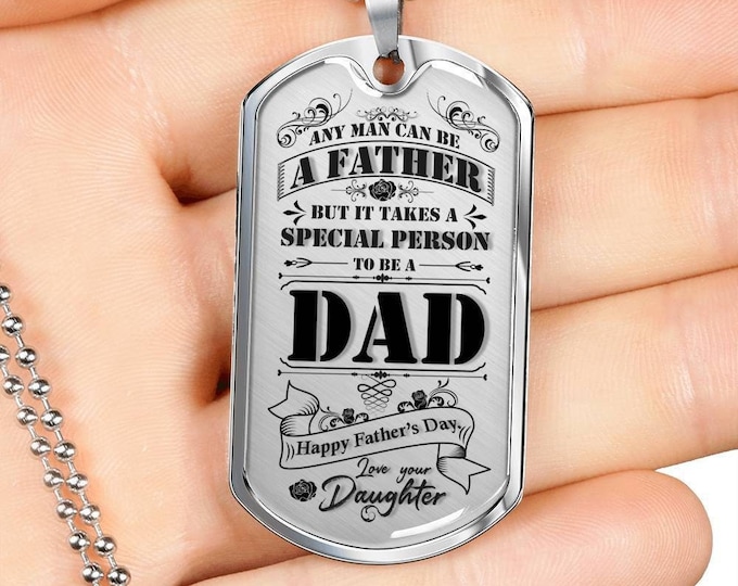 Daughter to Father Gift Necklace. Luxury Military Dog Tag Necklace For Dad