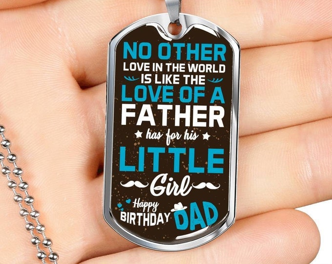 Daughter to Father happy Birthday Necklace, Luxury Military Dog Tag Necklace For Dad