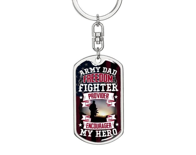 Dog Tag Keychain for Dad, Gift Keychain for Army Dad, Birthday Gifts for Dad, Christmas Gifts For Dad