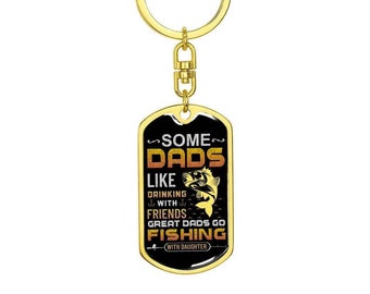 Dog Tag Keychain, To Dad From Daughter Gifts, Dog Tag Keychain for Dad, Fishing Themed Keychain for Dad