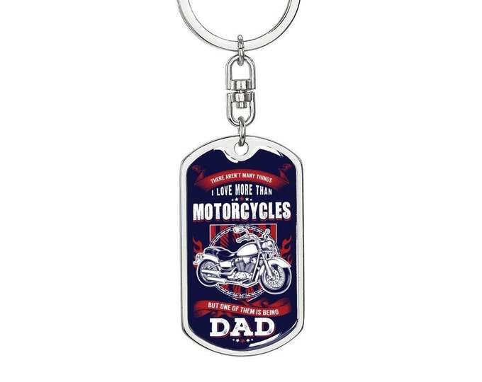 Dog Tag Keychain for Dad, Gift Keychain for Motorcycle Dad, Birthday Gifts for Dad, Christmas Gifts For Dad