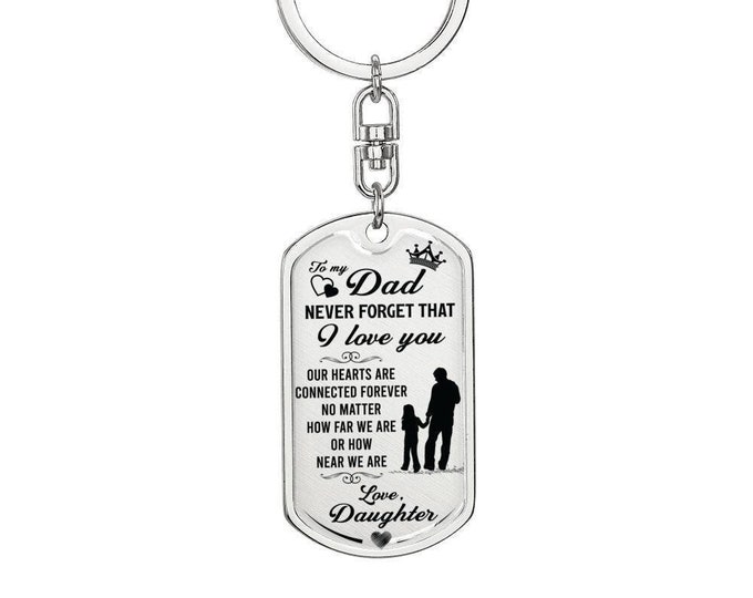 Dog Tag Keychain for Dad, Gift Keychain for Dad, Birthday Gifts for Dad, Christmas Gifts For Dad, To Dad from Daughter