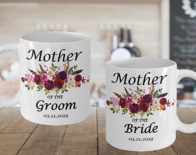 Custom Mother of the Bride and Groom Gift Mugs Personalized Wedding Mug Set Mother Gift From Daughter Mother Gift From Son Mother In Law Mug