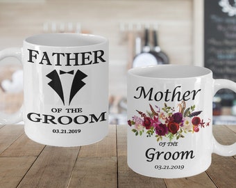 Custom Mother and Father of Groom Gift Mugs Personalized Wedding Mug Set Mother Of The Groom Gift Mug Father Of The Groom Gift Mug
