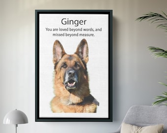 Personalized Pet Memorial Framed Canvas, Pet Loss Gifts, Dog Loss, Cat Loss Gift, Pet Portrait Gift, Pet Sympathy Gift, Custom Pet Canvas