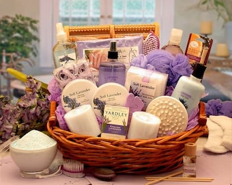 Lavender Spa Gift Basket for Women – Birthday, Mom, Friend, Relaxation Gift Set, Anniversary, Self Care, Mother’s Day Gift Box