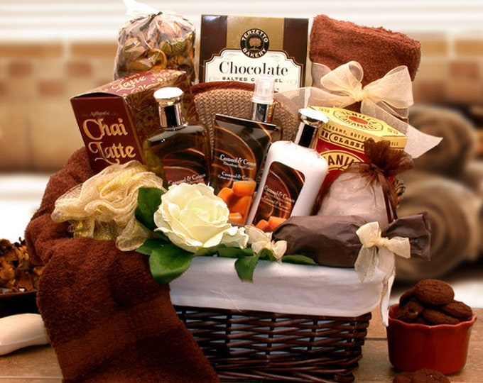 Gift baskets for women / Women's Gift Basket / Spa Gift Basket for Her / Caramel Indulgence Spa Relaxation Hamper / Gift Basket for Birthday