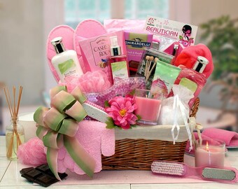 Women's Gift Baskets Spa Gift Basket for Her Sweet Blooms Spa Gift Basket Mother's Day Gift Baskets deluxe spa products