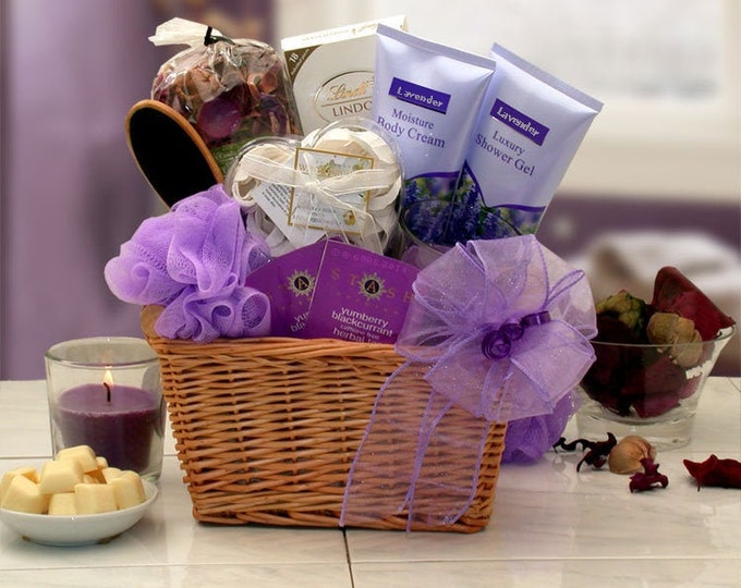 Gift Baskets for WomenWomen's Gift Baskets Spa Gift Basket for Her Lavender Relaxation Spa Gift Basket Set Mother's Day Gift Baskets