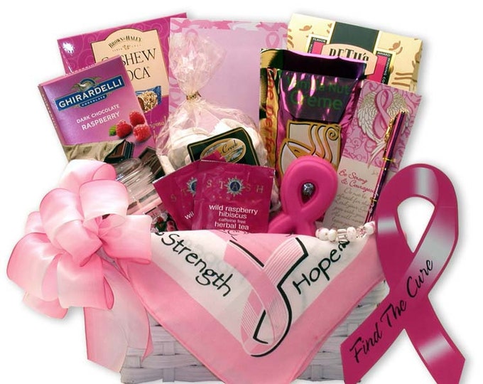 Women's Gift Baskets Spa Gift Basket for Her Find The Cure Breast Cancer Gift Basket / Cancer Awareness Gift Basket