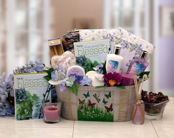 Gift Baskets for WomenWomen's Gift Baskets Spa Gift Basket for Her So Serene Spa Essentials Gift Set w/ book Mother's Day Gift Baskets