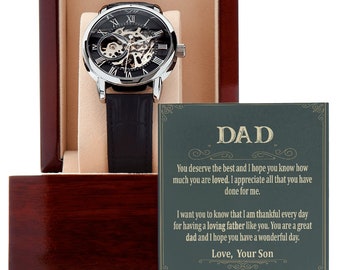To My Dad Watch, Openwork Watch For Dad, Watch for Men, Father's Day Gift Watch, Dad Birthday Gift, To Dad From Son