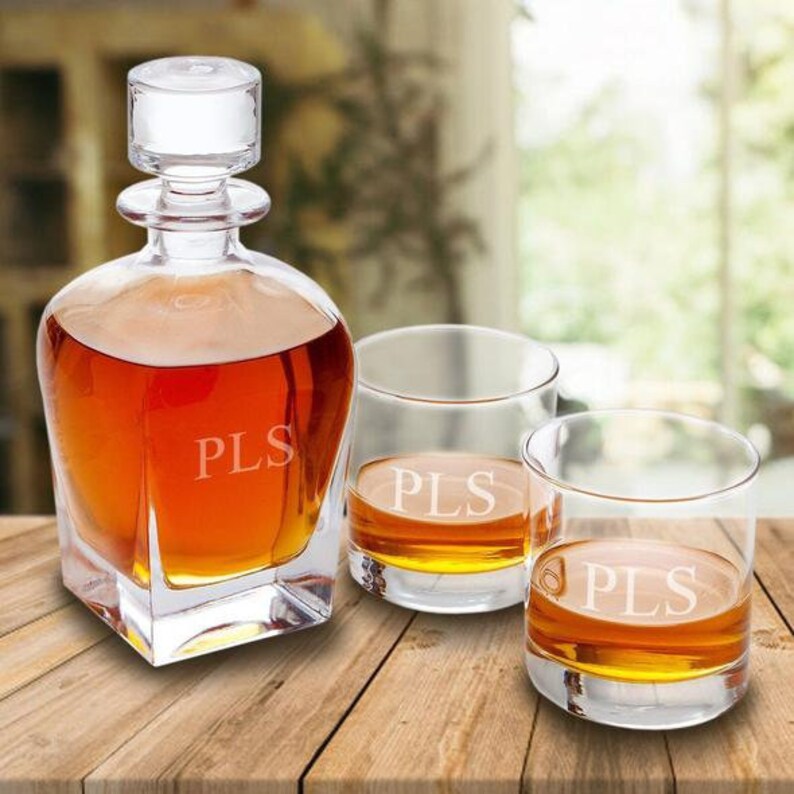 Personalized Whiskey Decanter Set Antique 24 Oz. Whiskey Etsy