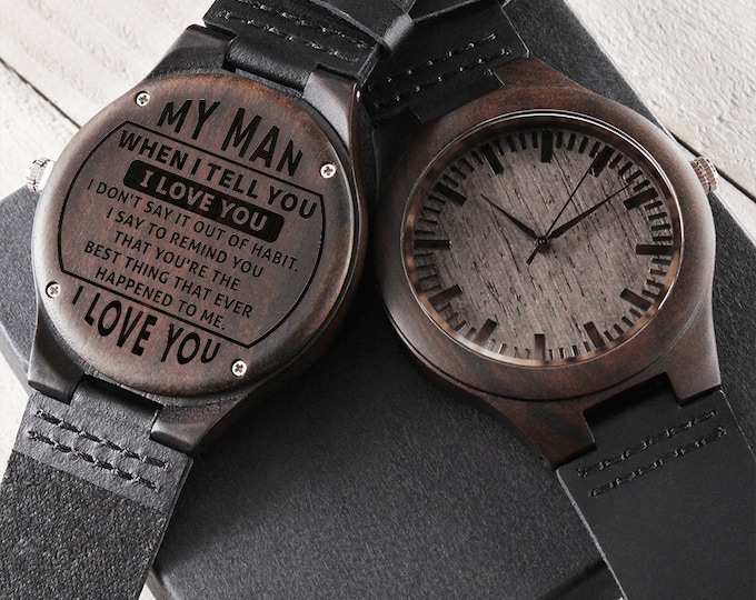 Engraved Watch For Man, Personalized Watch For Boyfriend, Personalized Watch, Christmas Gifts, Wooden Watches For Men, Engraved Watch