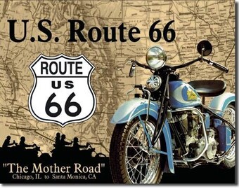 Route 66 Tin Sign/ The Mother Road Motor Cycle Tin Sign/ Man Cave Tin Sign/ Tin Sign Gift For Family/ Tin Sign For Friend/ 16"W 12.5"H