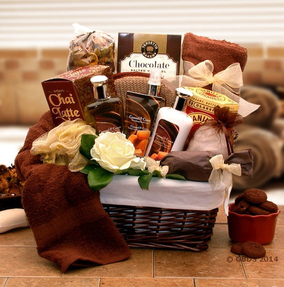 Gift baskets for women / Women's Gift Basket / Spa Gift Basket for Her /  Caramel Indulgence Spa Relaxation Hamper / Gift Basket for Birthday