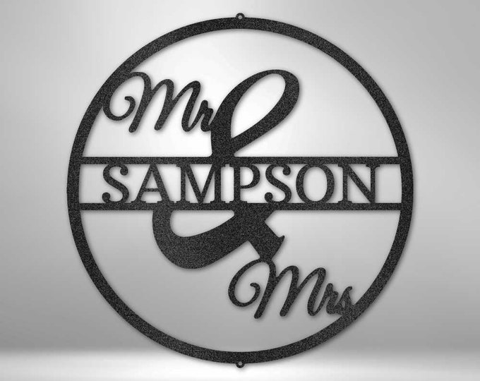 Personalized Family Name Metal Sign, Housewarming Gift, Metal Monogram Sign, Door Hanger, Last Name Sign, Metal Wall Art, Wedding Gift