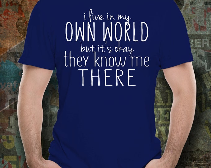 Funny Quote T-shirt/ Funny Saying Shirt/ I Live in My Own World T-shirt/ Men and Women Unisex Quote Shirt/ Gift Shirt For Friend/ B-day Gift