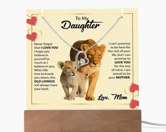 To My Daughter Acrylic Plaque with Heart Necklace
