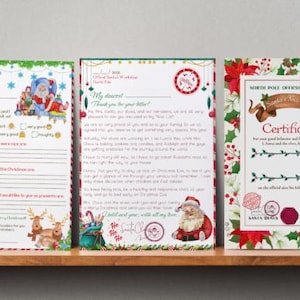Carta a Papá Noel para imprimir Cartas con la lista de deseos de Papá Noel Carta de Navidad Fácil de imprimir Digital Descarga instantánea Carta imprimible a Papá Noel Juego de 3