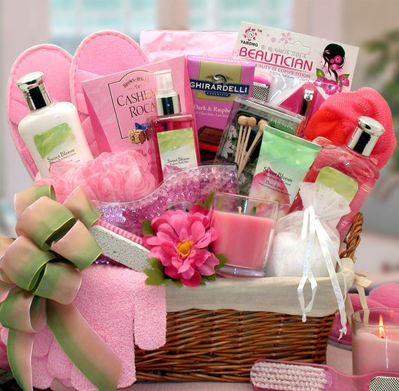 Women's Gift Baskets Spa Gift Basket for Her Sweet Blooms Spa Gift