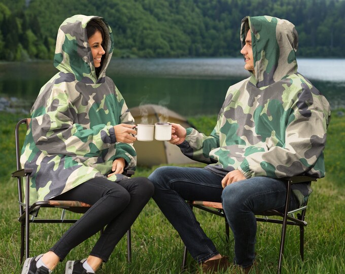 Snug Hoodie / Camouflage Pattern Snug Hoodie /  Hoodie Blanket / Unisex Hoodie Blanket that fits all Teens & Adults up to size 4XL