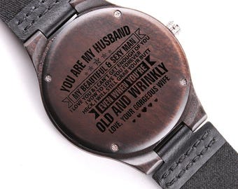 Engraved Wooden Watch for Husband, Christmas Gift for Him, Anniversary Gift for Him, Birthday Gift for Husband