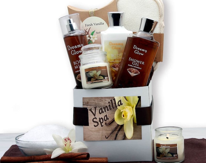 Women's Gift Baskets Spa Gift Basket for Her Mother's Day Vanilla Spa Care Package Mother's Day Gift Basket Gift Ideas for Her