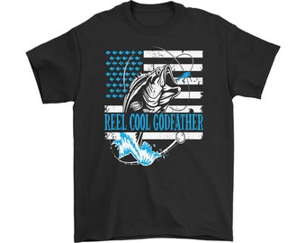Dad Shirts Reel Cool GODFATHER Shirts - Gildan Men's T-Shirt, To My Godfather Gift, Fishing Shirt For Godfather, Father's Day Shirt
