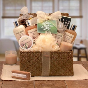 Mother's Day Gift Baskets Women's Gift Baskets Spa Gift Basket for Her Blissful Relaxation Vanilla Mother's Day Gift Chest, Mom Gift