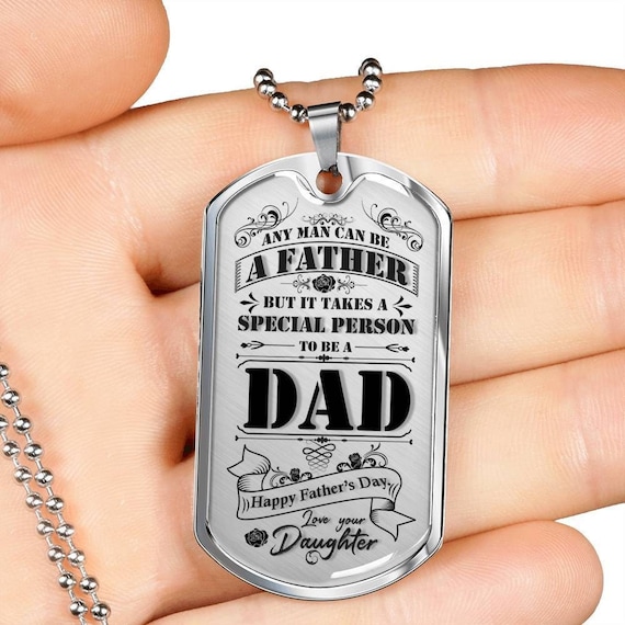 Daughter to Father Gift Necklace. Luxury Military Dog Tag Necklace for Dad Etsy